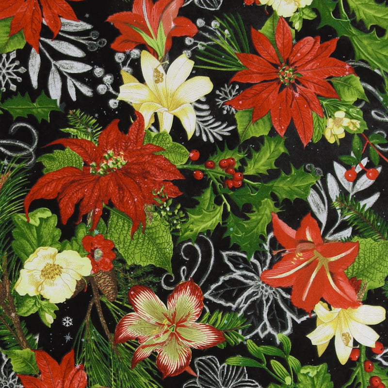 Blank - Coton imprimé - &lt;BE MERRY &amp; SHINE BRIGHT&gt; - 004 - Noir