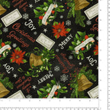 Blank - Printed Cotton - BE MERRY & SHINE BRIGHT - 006 - Black