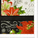 Blank - Printed Panel Cotton 24 x 44 in (61 x 112 cm) - BE MERRY & SHINE BRIGHT - 007 - Black