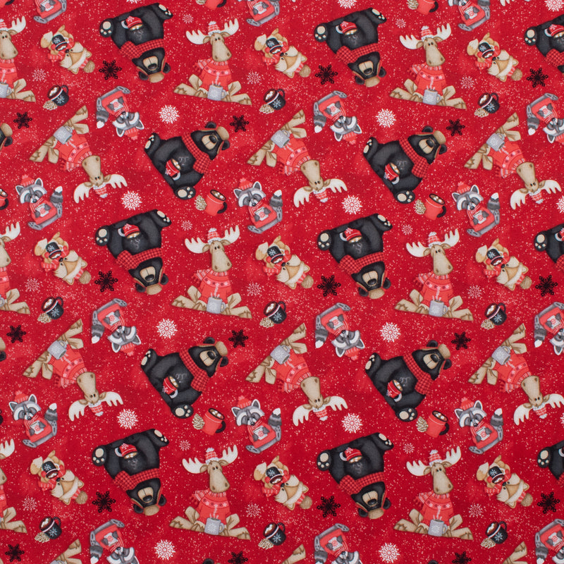 Henry Glass - Printed Cotton - PINECONE RIDGE LODGE - 002 - Red