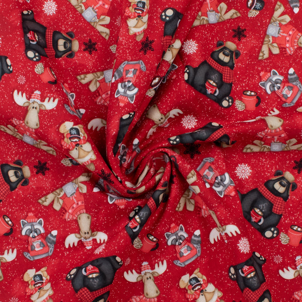 Henry Glass - Printed Cotton - PINECONE RIDGE LODGE - 002 - Red