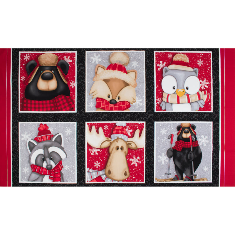 Henry Glass - Printed Cotton Panel 24 x 44 in (61 x 112 cm) - PINECONE RIDGE LODGE - 007 - Multicolor