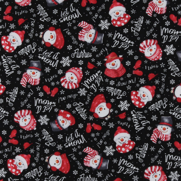 Henry Glass & Co - Printed Flannelette - SNOW CREW - 001 - Black