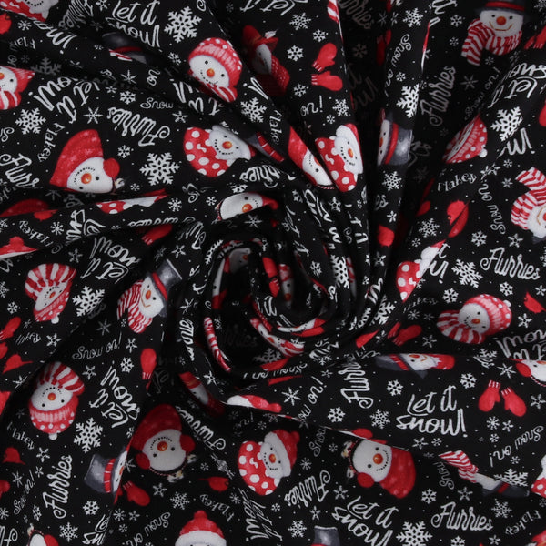 Henry Glass & Co - Printed Flannelette - SNOW CREW - 001 - Black