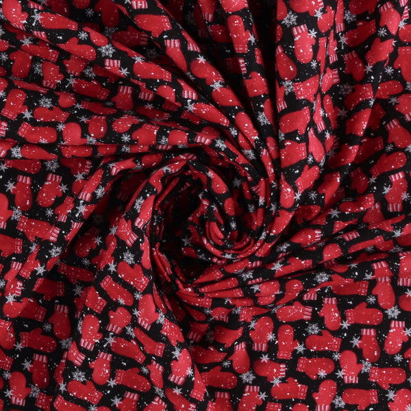 Henry Glass & Co - Printed Flannelette - SNOW CREW - 003 - Black