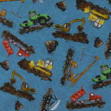 Coton imprimé - <LET'S GET BUILDING> - 003 - Bleu