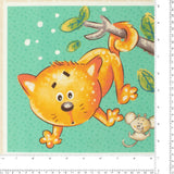 Printed Cotton - CAT HAIR DON'T CARE - 010 - Panel 24 x 44 in (61 x 112 cm) - Multicolor