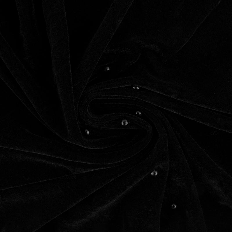 Pearled Stretch Velvet - Black / Black