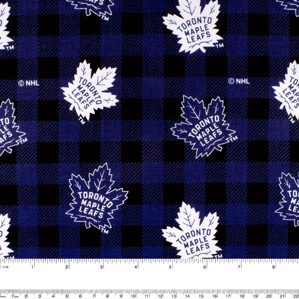 Maple Leafs de Toronto - Coton imprimé LNH - Carreaux - Bleu