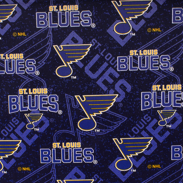 Blues de St-Louis - Coton imprimé LNH - Logo - Bleu