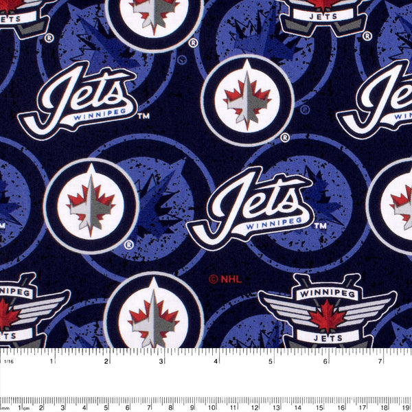 Jets de Winnipeg - Coton imprimé LNH - Logo - Bleu
