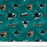 Sharks de San Jose - Coton imprimé LNH - Logo - Vert