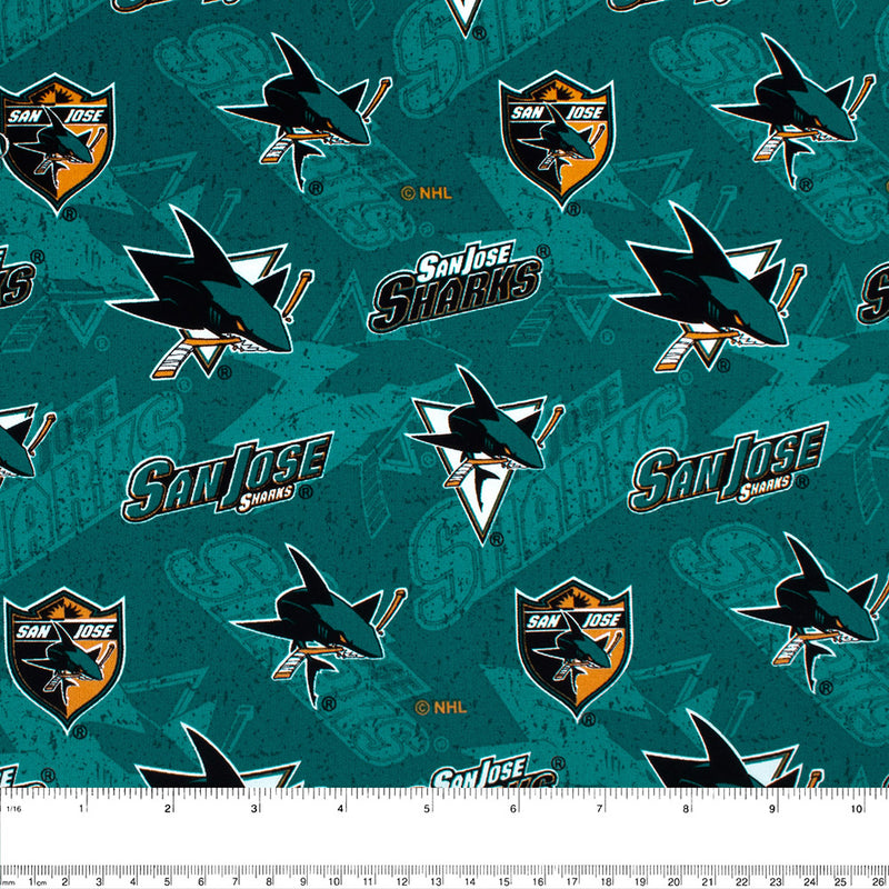 San Jose Sharks - NHL cotton print - Logo - Green