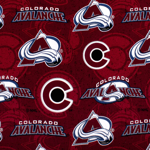 Avalanche du Colorado - Coton imprimé LNH - Logo - Rouge