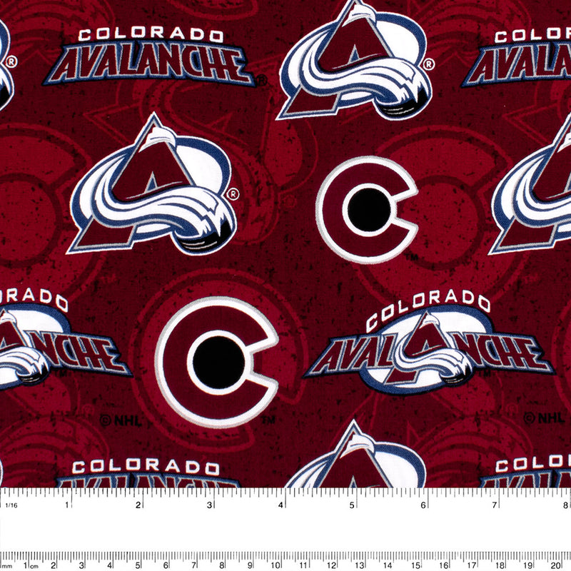 Avalanche du Colorado - Coton imprimé LNH - Logo - Rouge