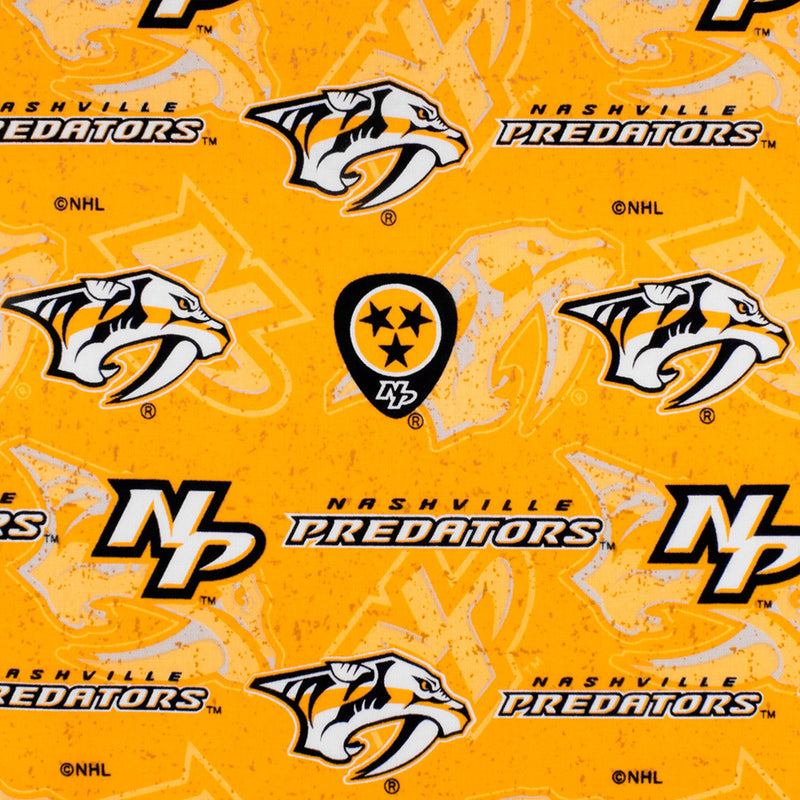 Predators de Nashville - Coton imprimé LNH - Logo - Jaune
