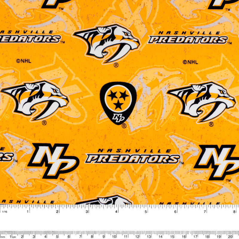 Predators de Nashville - Coton imprimé LNH - Logo - Jaune