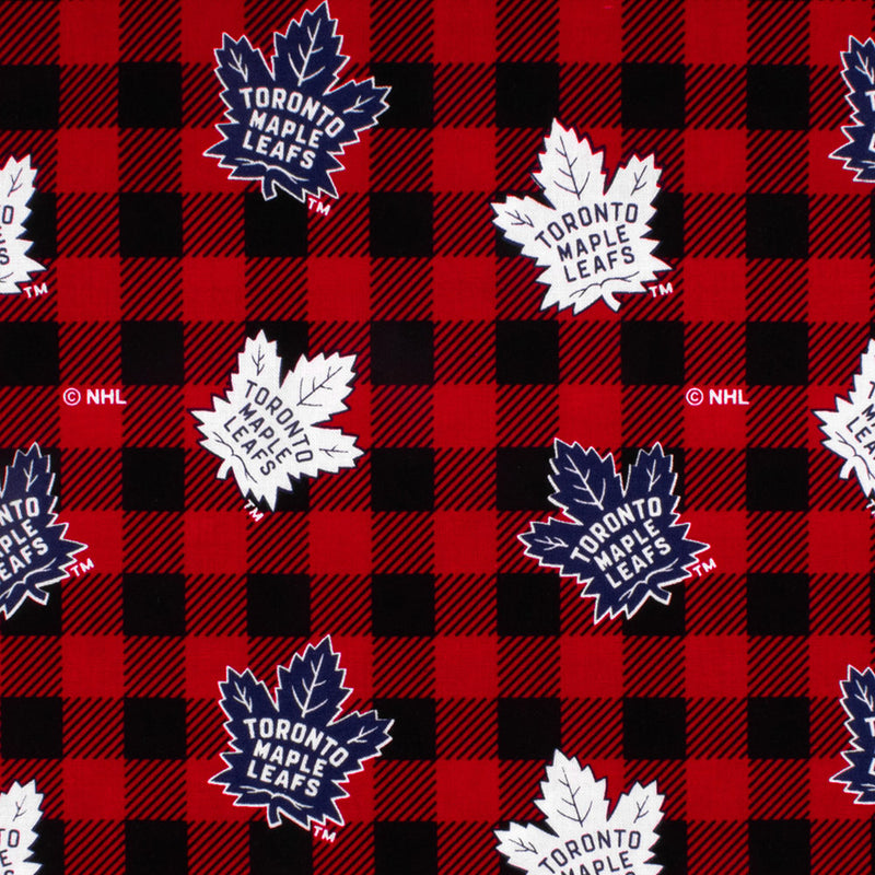 Maple leafs de Toronto - Coton imprimé LNH - Carreaux Buffalo - Rouge
