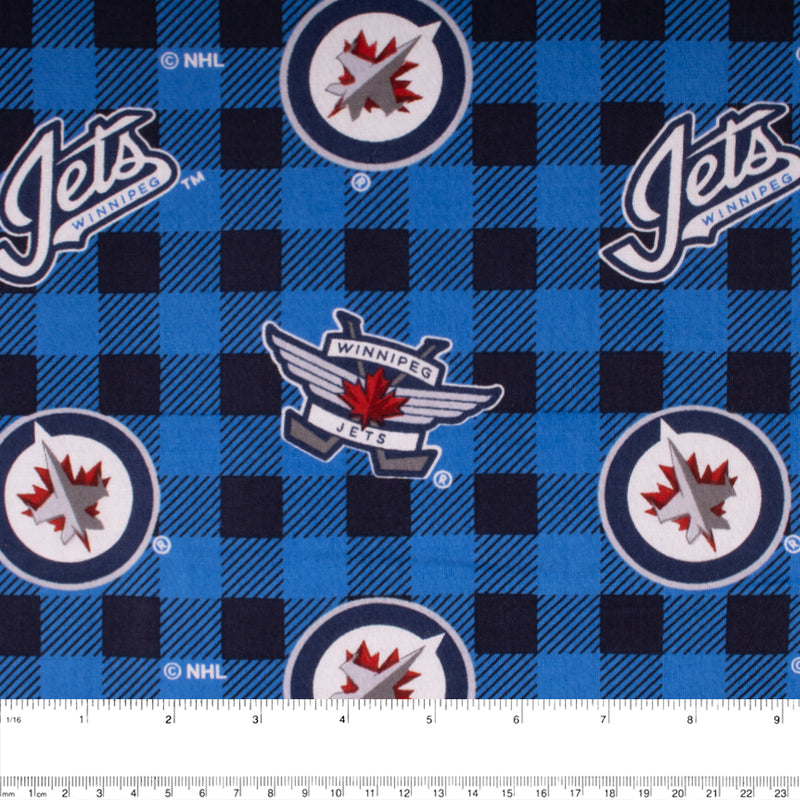 Jets de Winnipeg - Coton imprimé LNH - Carreaux - Bleu
