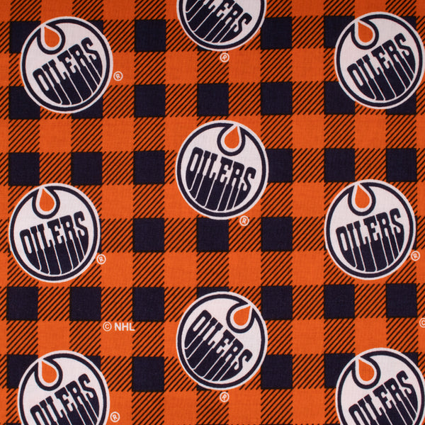 Edmonton Oilers - NHL Cotton Print - Plaids - Orange