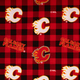Flames de Calgary - Coton imprimé LNH - Carreaux - Rouge
