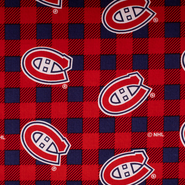 Canadiens de Montréal - Coton imprimé LNH - Carreaux - Rouge