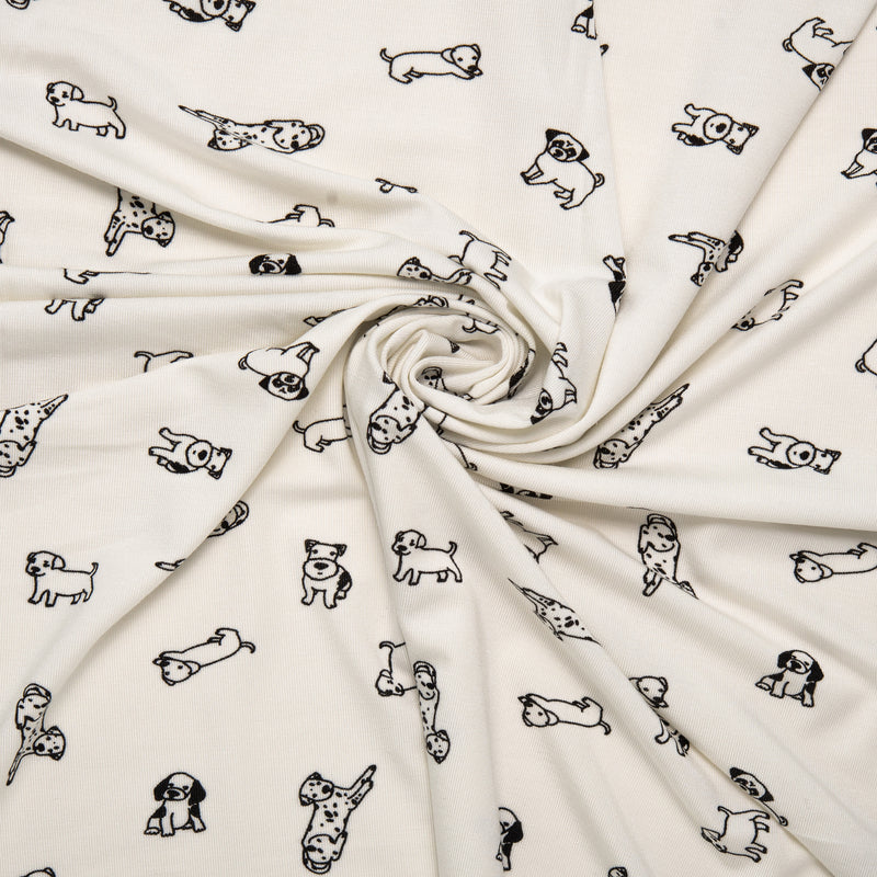 BAMBOO - Printed knit - Dogs - Oyster