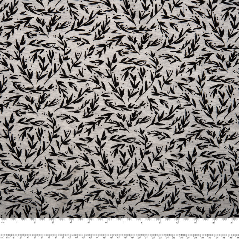 BAMBOO - Printed knit - Leafs - Dark silver