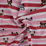 EUROPEAN - Cotton French Terry Print  - Pugs - Pink