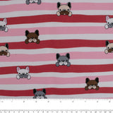 EUROPEAN - Cotton French Terry Print  - Pugs - Pink