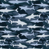 EUROPEAN - Cotton French Terry Print  - Shark - Navy