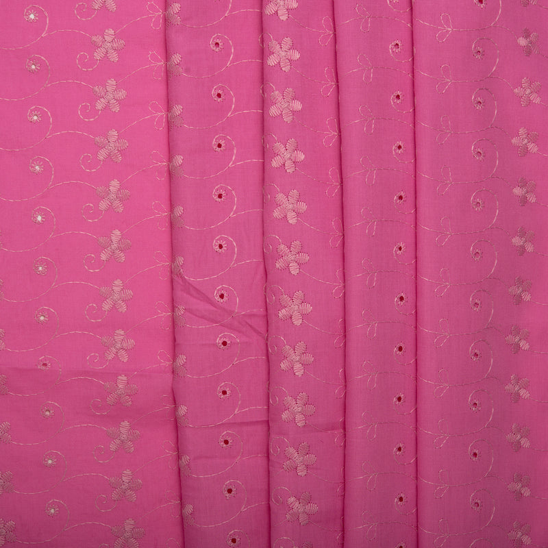 Broderie anglaise avec bordure - Rose chaud