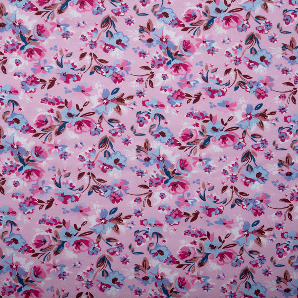 Cotton lycra printed knit - IMA-GINE F23 - Flowers - Pink