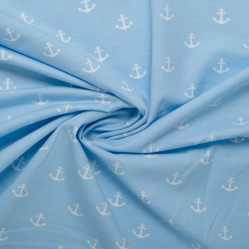 Cotton lycra printed knit - IMA-GINE F23 - Anchor - Blue – Fabricville