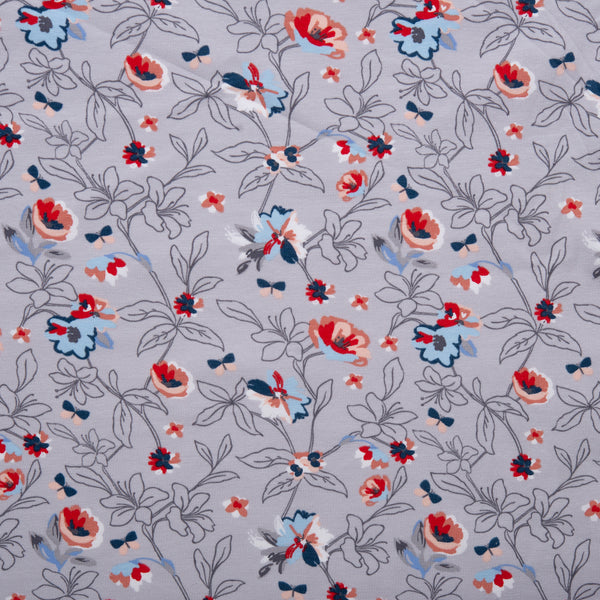 Cotton lycra printed knit - IMA-GINE F23 - Flowers - Slate