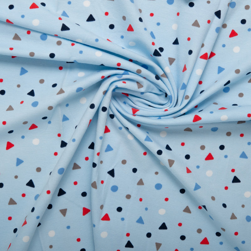 Cotton lycra printed knit - IMA-GINE F23 - Triangles - Blue