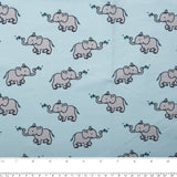 Cotton lycra printed knit - IMA-GINE F23 - Elephants - Blue