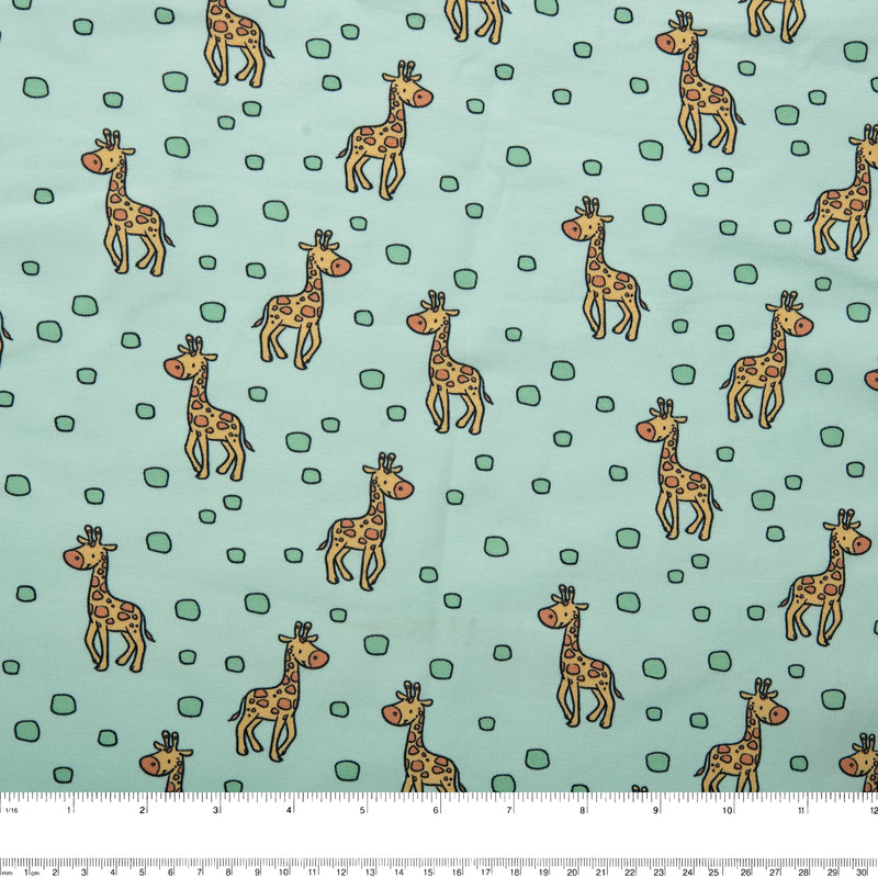 Cotton lycra printed knit - IMA-GINE F23 - Giraffes - Green
