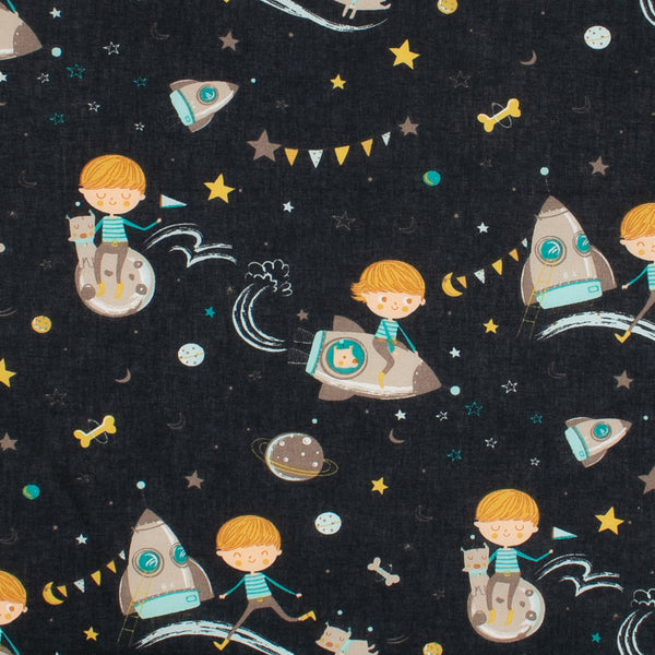 Organic Cotton <GOTS> - Prince in Space - Black