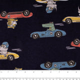 CHELSEA Flannelette Print - Race car - Navy