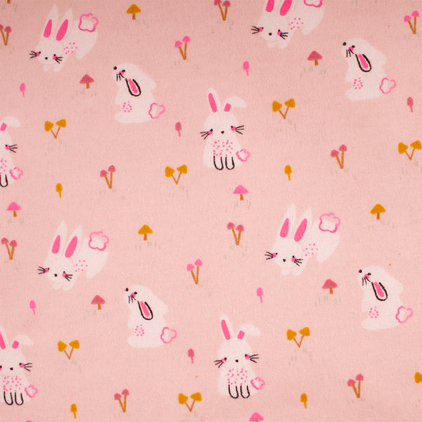 CHELSEA Flannelette Print - Rabbits - Pink