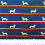 CHELSEA Flannelette Print - Dog / stripes - Navy