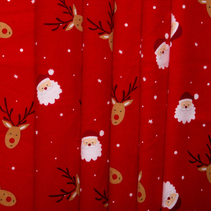 CHELSEA Flannelette Print - Santa / Deer - Red flame