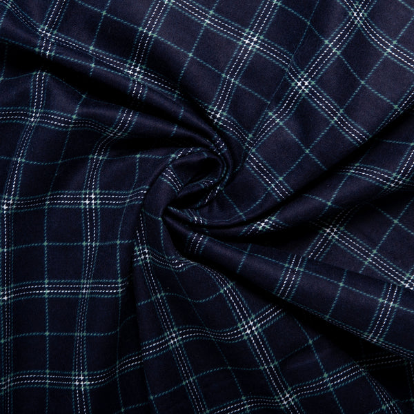 Printed Flannelette CHELSEA - Small Plaid - Navy