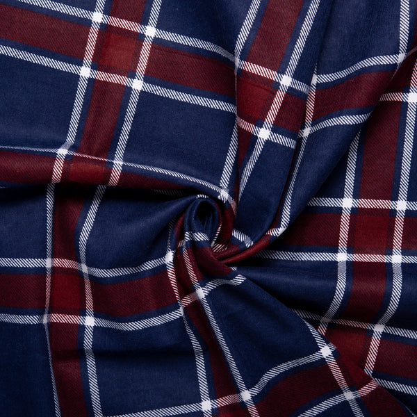 Printed Flannelette CHELSEA - Plaid - Navy and Red
