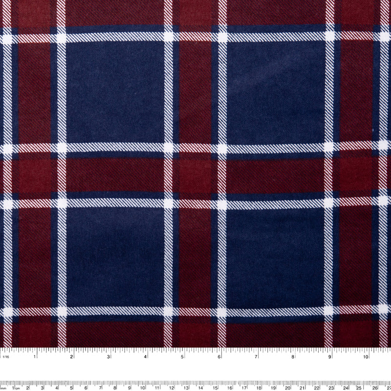 Printed Flannelette CHELSEA - Plaid - Navy and Red