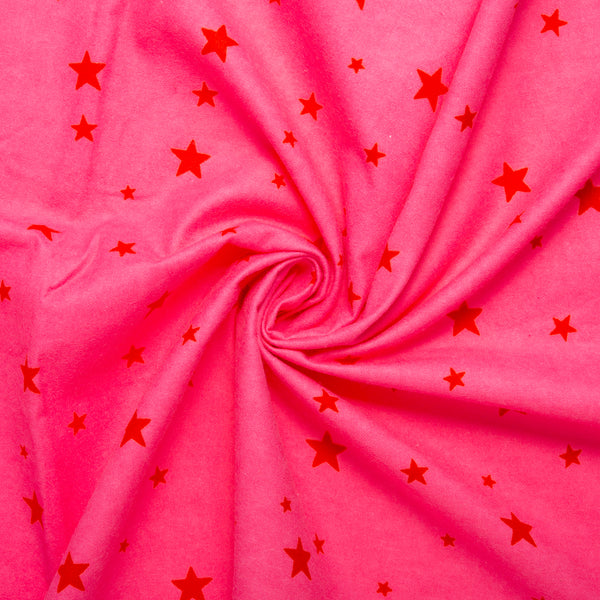 Flanellette Imprimée CHELSEA - Petite étoile - Rose