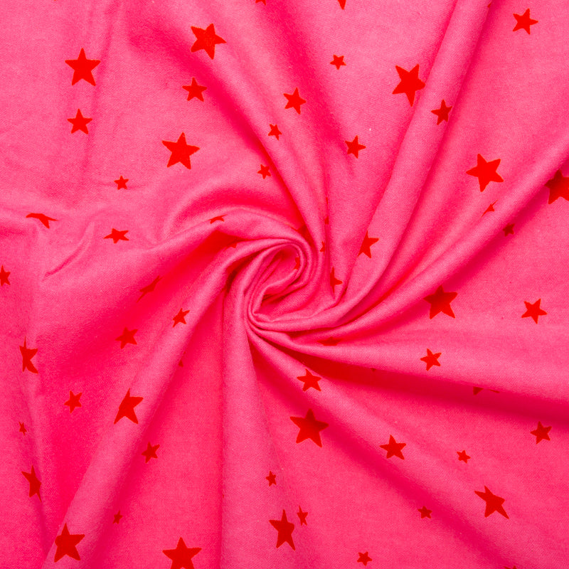 Printed Flannelette CHELSEA - Little star - Pink