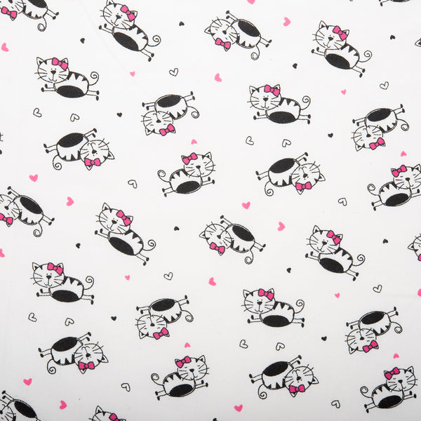 Printed Flannelette CHELSEA - Cats - White