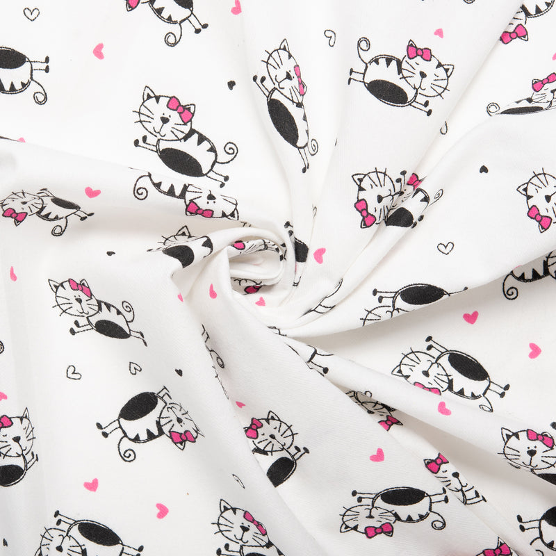 Printed Flannelette CHELSEA - Cats - White